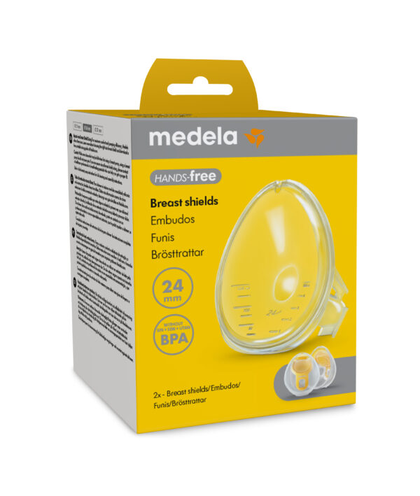 Image of yellow Hands Free Breast Shield Packaging