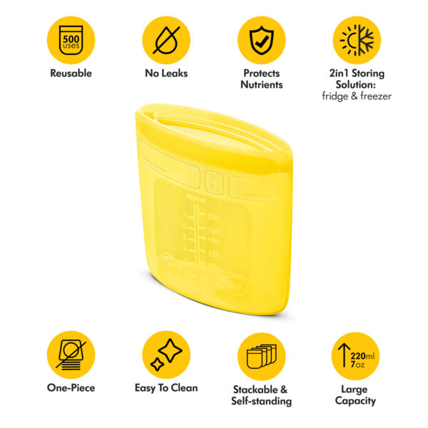 Silicone reusable breast milk storage bag features & benefits